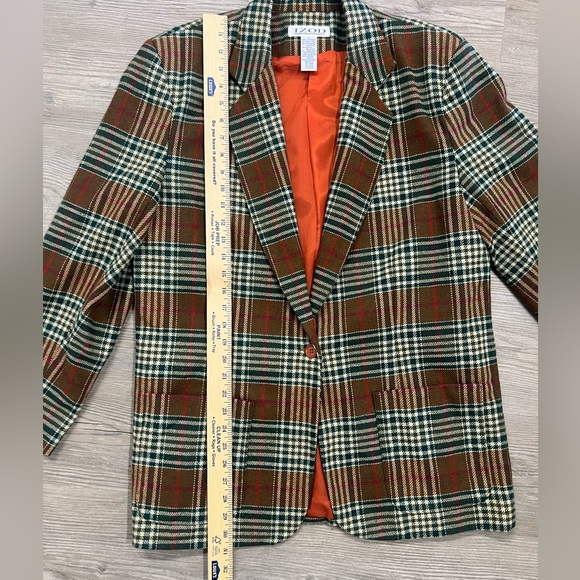 Izod Wool Plaid Blazer Size Large - Picture 5 of 8